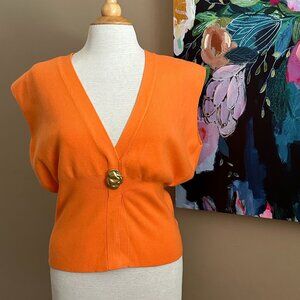 🍊HP🍊Commense Orange Sculptural Button Knit Vest Tank in Women's Size M NWT